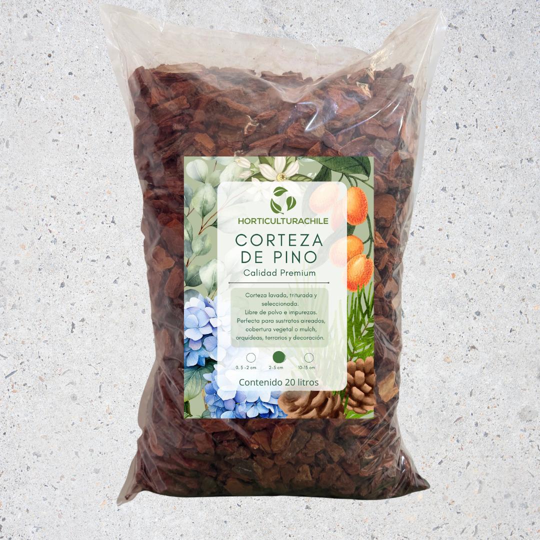 Corteza de pino media 20 litros para jardinería, mulch y sustratos|Horticulturachile